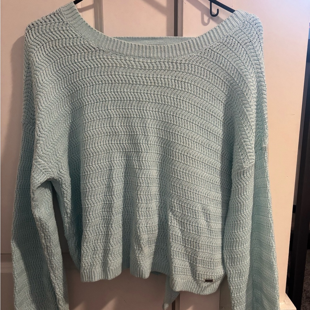 Hollister Green Crew Neck Sweater Soft Knit Casual
